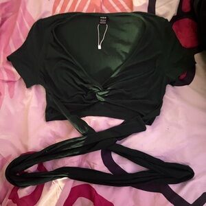 dark green tie crop top